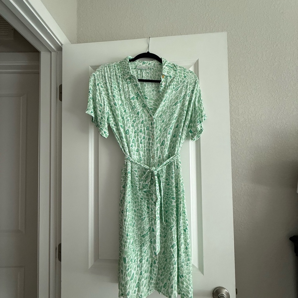 Mint Green Patterned Midi Dress